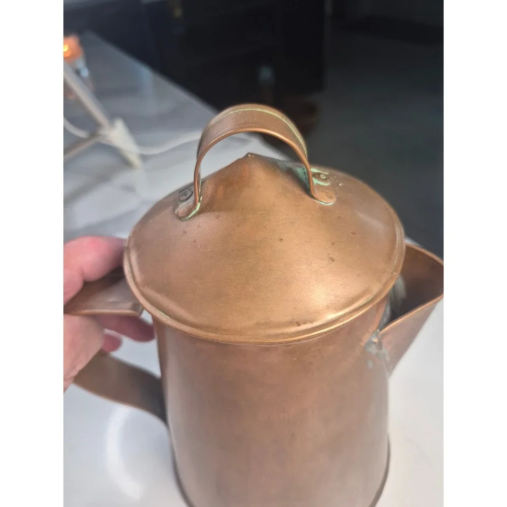 Vintage Primitive Copper Coffee‎ Pot Pitcher Rustic Farmhouse Decor 9.5 Inch